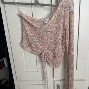 Le Lis Pastel Knit Top with Tie Detail